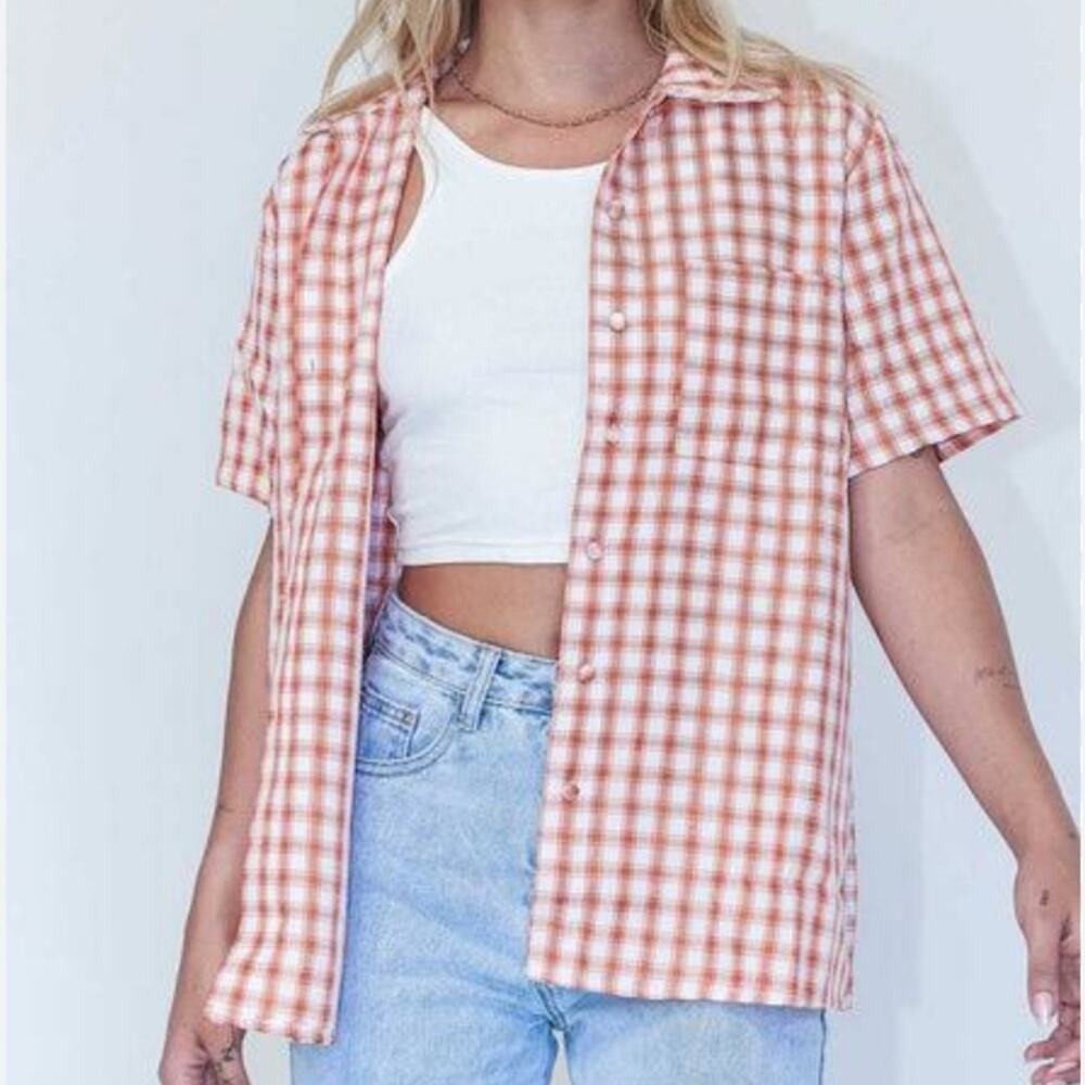 Princess Polly Hale Check Button Down Shirt size 6